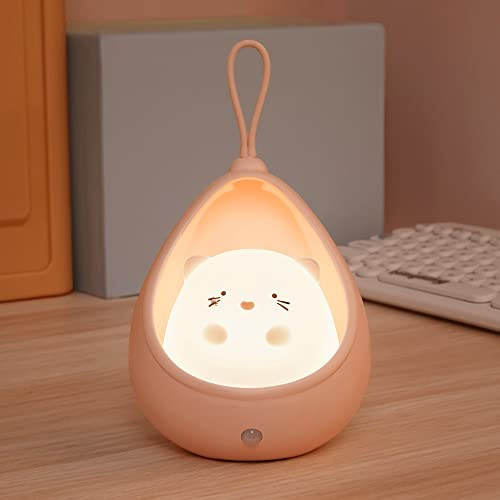 S_way Veilleuse mignonne pour enfants, lampe de chevet LED avec détecteur de mouvement, crochet portable, lampe animal rechargeable par USB pour chambre de bébé, cadeau d'anniversaire