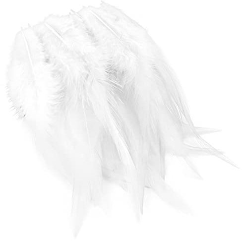 URFEDA 100 Stück Weiß Hahnenfedern,Federn Basteln,14-20CM DIY Bastelfedern für Bastelprojekte Traumfänger DIY Ohrringe Faschingskostüme Party Hüte Masken Schmuckstücke Ostereier Deko Fasanfedern