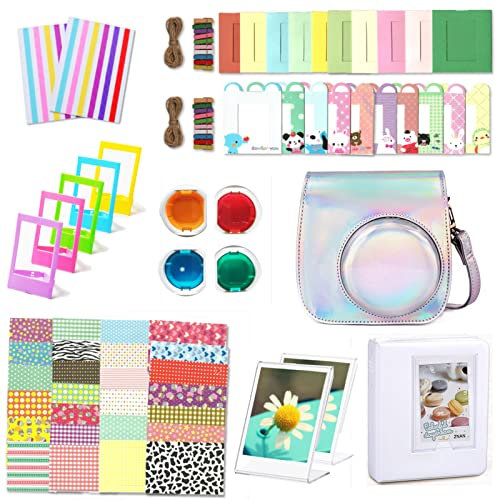 Leebotree Sofortbildkameras Kamera Zubehör Kompatibel mit Instax Mini 12 Sofortbildkamera beinhaltet Tasche/Album/Rahmenaufkleber/Eckaufkleber (Magisches Silber)