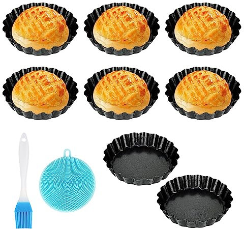 Nizirioo Lot De 8 Moules À Tartelettes, Moule À Quiche, 10cm Moule A Tarte À Fond Amovible, Mini Moule À Tartelette Moule Tartelette Fond Amovible Revêtement Antiadhésif Moule Pour Pâtisserie Maison