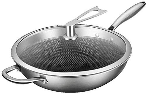 Olla de Hierro Forjado a Mano de Hierro Puro Nologo, Olla Antiadherente de Hierro Forjado sin Recubrimiento, Cocina Redonda para el hogar, Hierro Fundido