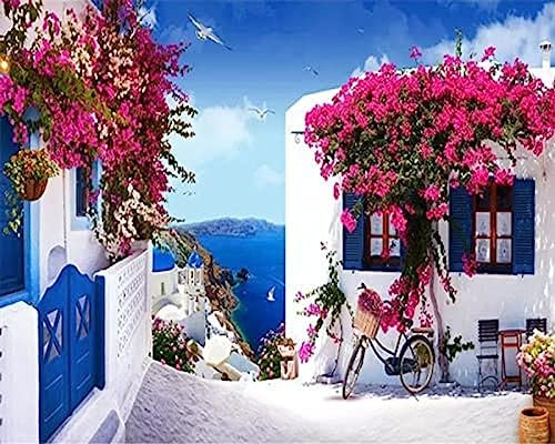 Tapete 3D Stereoskopische Fototapete Fenster Mediterrane Rose Rose Hintergrund Wohnzimmer Esszimmer Tapete TV Wandbild Tapete Wanddekoration fototapete 3d Vlies wandbild Schlafzimmer-200cm×140cm