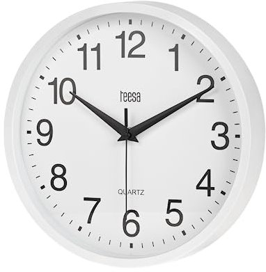 Teesa Universelle analoge Wanduhr 25 cm TSA0037 Weiß