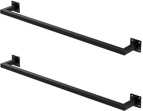 ML-Design 2er Set Kleiderstange Rechteck für die Wand, T12cm x B90cm, Schwarz, aus Stahl, Garderobenstange U-Form, Kleiderständer Wandmontage, Kleidergestell Garderobenhalter, inkl. Montagematerial
