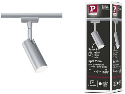 Paulmann 95596 3-Step-Dim Tubo URail LED Individual spot 170lm 4W 4000K dimmable 230V Chrome matt Rail System