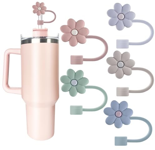 Velaco 5Pcs 0.4in/10mm Diameter Silicone Straw Covers Cap Compatible with Stanley 20 30&40 Oz Cup, Straw Toppers for Stanley 40 Oz Tumbler with Handle, Dust-Proof Straw Caps for Water Bottle