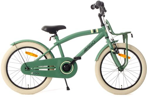 AMIGO 2Cool - Kinderfahrrad Jungen - 18 Zoll - Mit Rucktrittbremse und V-Brake - ab 5-7 Jahr - Grün