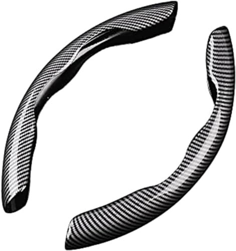 HIPATU 2 Stück Auto Lenkradbezug für Mercedes-Benz Classe SLC Cabrio (R172) 2016-2019, Kohlefaser Segmentierter Weiches Bequemes Rutschfestes Atmungsaktives Lenkradschut,A-Black