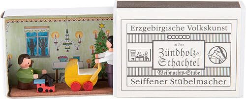 Erzgebirge Palast Seiffener Stübelmacher Zündholzschachtel Weihnachtsstube - 3,8 cm
