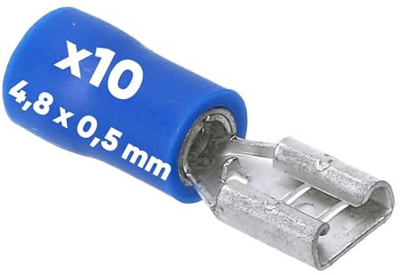 10 Stück Kalitec FHB485 Flachsteckhülsen blau 4,8x0,5 Kabelverbinder I 1,5-2,5mm² Steckverbinder I teilisoliert I Messing I PVC Kragen I für Kfz & Industrie