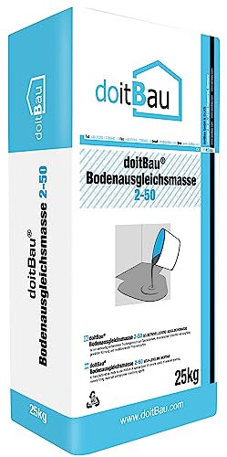 doitBau 12x Bodenausgleichsmasse 2-50mm 25kg Profi Nivelliermasse, zum Ausgleichen hoher Differenzen, geeignet für Fußbodenheizung, selbstnivellierend, ebene Fläche - Betongrau - 0% Höhenunterschied