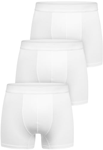 Amaci&Sons Herren Boxershorts Baumwolle 3er Spar-Pack Männer Unterhose Unterwäsche 3x9006 Weiß/Weiß 4XL