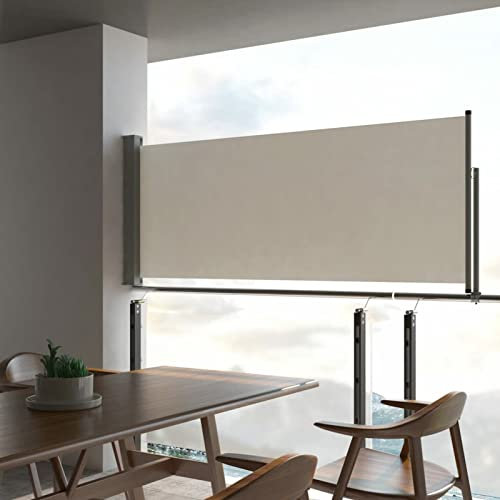 ARKEM Ausziehbare Seitenmarkise 100 x 300 cm Creme Balkon Windschutz Sichtschutz Ausziehbar