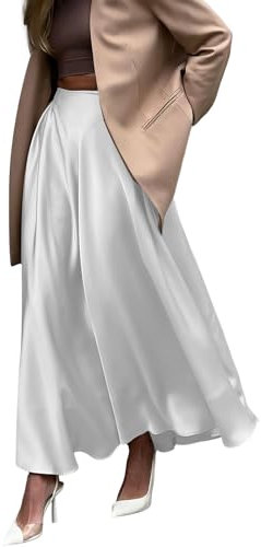 MGizo DtiSpectrum Jupe Longue Élégante en Satin pour Femme - Jupe Maxi Taille Haute au Toucher Soyeux avec Ceinture Élastique, Adaptée aux Cérémonies, Cocktails, Affaires