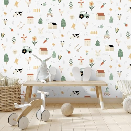 Muriva My Kingdom Children’s Farmyard Wallpaper for Nursery, Bedrooms & Playrooms - Decorative Luxury Wallpaper - Multi