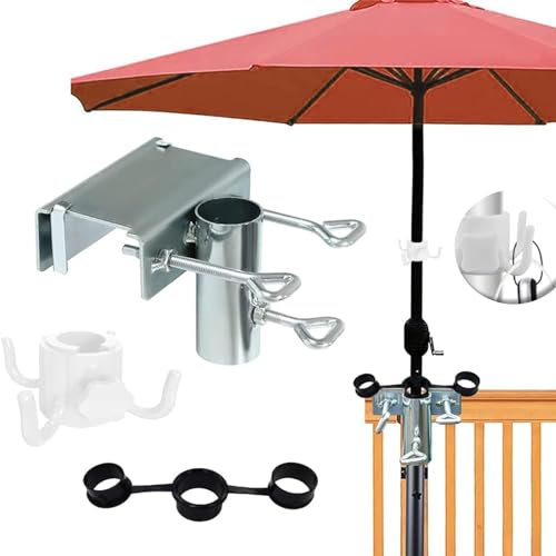 RCVEVCY Sonnenschirmhalter Balkongeländer Einstellbar, Sonnenschirm Halterung Balkon Anwendbar Ø25-38mm,Schirmhalterung Balkongeländer Halterung Sonnenschirm balkongeländer für maximale Breite