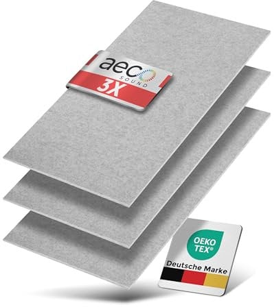 Aeco Sound® - Selbstklebender Wandschutz aus Filz, 9mm extra stark, 1-3 Stück, je 118x59cm, Wandverkleidung, Garagen-Wandschutz, Auto-Türkantenschutz, Wand-Paneele, Polsterung, Schall-Isolierung