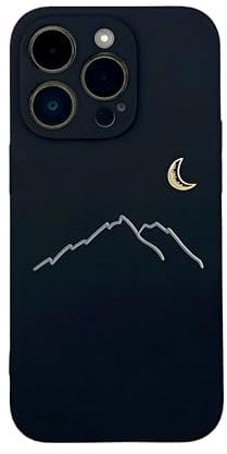 E-vvon Studio iPhone 14 Pro Case, Cute Simple Matching Nature Design, Unique Hand-drawn Art, Soft Protective Cover for Couples Friends Men Women Kids (Black)