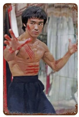 GIOEPWSWUI Bruce Lee Filmposter, Wanddekoration, Kunst, Metallblechposter, moderne Heimdekoration, Kunst, Metallposter, Hausbar, Laden, Dekorationen, Vintage-Schild, Geschenk, 30 x 20 cm