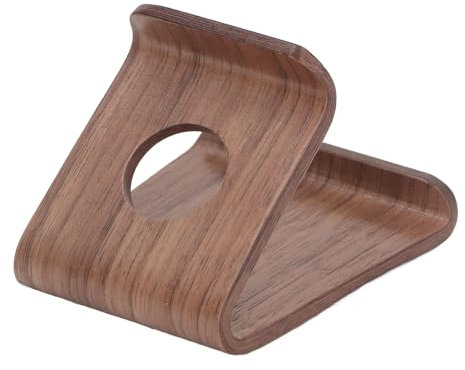 Cuifati Handyständer aus Holz, Ergonomischer Tablet-Halter aus Walnussholz mit Rutschfestem TPU-Pad, Tragbar für Handy-Tablet (Nussbaum)