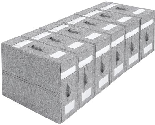 DISDADA 6 Piezas Organizador Sabanas Armario Plegable, Organizador Ropa De Cama Caja Almacenamiento para SáBanas y Frazada (Gris)