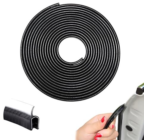 Junta Goma Puerta Coche, 2 in 1 Protector de Puerta de Coche U Forma, Tira de Sellado de Goma para Puerta de Coche, Maletero, Capó, Evitar Arañazos, sin Pegamento (5M, Negro)