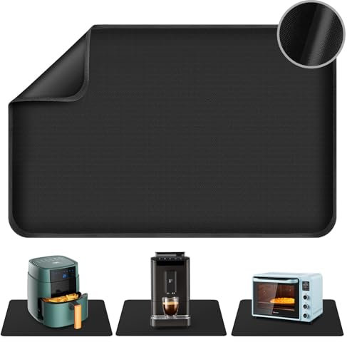 Leerweii Feuerfeste Unterlage, Hitzebeständige Unterlage 70 x 50 cm Große Silikonmatte für Tischplatte, Wasserdichte Anti-Rutsch Hitzeschutzmatte für Kaffeemaschine Luftfritteuse Toaster Mikrowell