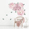 astylishome Wandtattoo Schlafzimmer Mädchen Wandaufkleber Rosen Blumenranke Wohnzimmer Wandsticker Fototapete Selbstklebend Wandbild Wanddeko Selbstklebend Rosa 1310