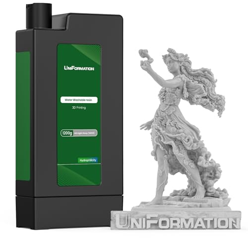 UNIFORMATION 3.6KG GK3 Serie Boxed HD Wasser abwaschbar Harz leicht zu reinigen schnell UV härtende 3D Drucker Harz Photopolymer niedrige Viskosität schnelle für SLA/LCD/DLP Druck HD Hellgrau