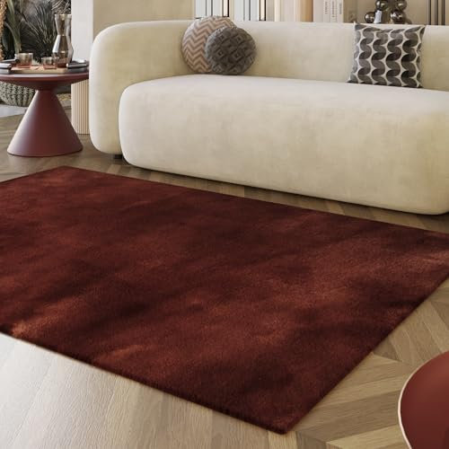 Wecon Home Moderner, sehr Flauschiger Hochflor Teppich von Esprit perfekt für Wohnzimmer, Schlafzimmer und mehr - Alice (160 x 230 cm, Bordeaux)