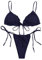 Maillot De Bain Femme 2 Pieces Sexy String, Maillots Deux Pièces Femme Push up Triangle Lace-up Style Sexy Et Élégant Bikini Set Tanga Bretelles Spaghetti réglable Dos Nu Swimsuit (Dark Blue, XL)