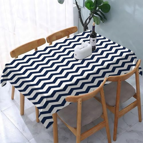 YOIUE Tischdecke Abwaschbar Rechteckig,137x183cm,Polyester Tischtuch Tafeldecke Ornamente Schmutzabweisend Pflegeleicht,Zickzack, geometrisches Retro-Stilmuster mit Funk-Art-Effekten. Besondere Detai