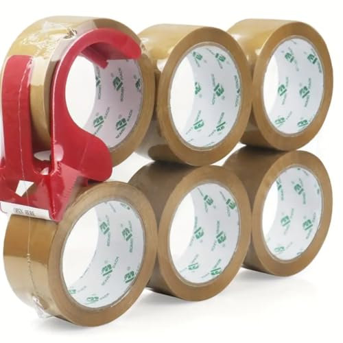 ENS STORE - Lot 6 Scotch de Déménagement super Résistant – Ruban Adhésif Marron pour Cartons – Idéal pour Emballage Colis Vinted et Protection – Rouleau de Scotch Colis et Carton Durable