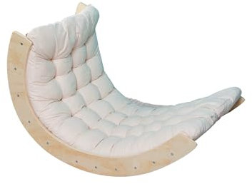 Buxibo Mini-Kletterbogen – Kletterbogen aus Holz mit Kissen – Montessori-Spielhalle – 76 x 47 x 37 cm – Weiß