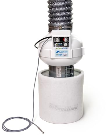 Prima Klima PKVS-125EC-TC Ventilation Set up to 680m³/h Complete Kit with EC and Temperature Control EC Technology Fan, Carbon Filter and Accessories.