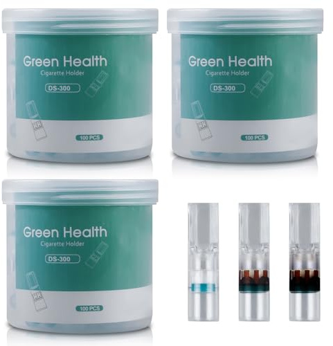 Lot de 300 filtres à cigarette avec triple filtration microporeuse multiple, filtre avancé qui élimine le goudron et les produits chimiques, vert