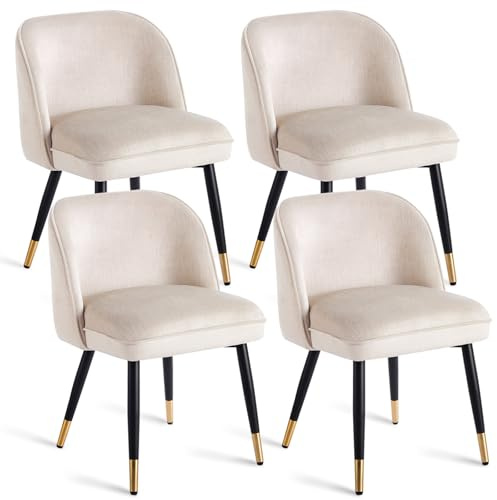 stone princess 4er Set Esszimmerstuhl mit Samtbezug – Federkern-Sitz für langanhaltenden Komfort, ergonomischer Polsterstuhl mit Metallbeinen in Schwarz-Gold