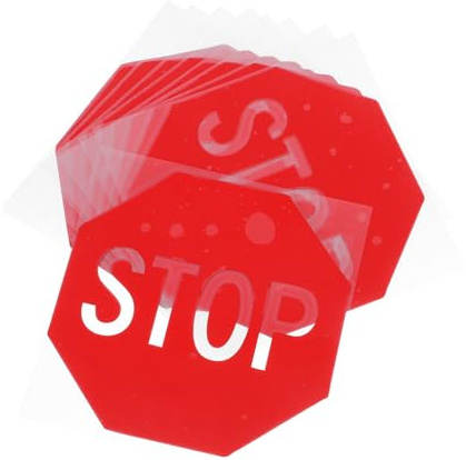 FRCOLOR 10 pièces Lot de Autocollants Stop Rouge Adhésifs Panneaux de Sécurité Visibles pour Signalisation Routière Intérieure et Extérieure Avertissement Arrêt Urgence pour Zones