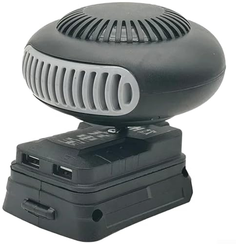 Feeshoppher Tragbare batteriebetriebene Heizung, Dual-Modus, Warm- und Kaltluft-Heizung, 360-Grad-Drehung, geräuscharmer Betrieb, Dual-USB-Ladeanschlüsse, kabelloses Design für 18 V 20 V (HotBlower-BS