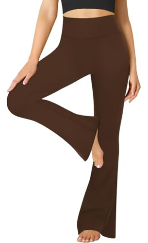FuelMeFoot Flared Yogahose Damen Leggings High Waist Schlaghose Blickdicht Leggins Bootcut Jogginghose Jazzpants mit Bauchkontrolle Fitness. 1 Pack-07-Braun S