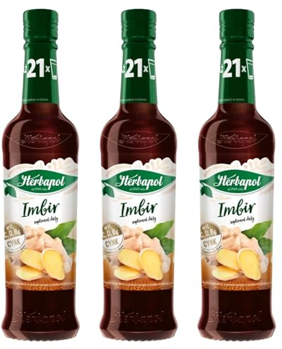 Herbapol Ingwer Sirup 3x 420ml - Getränkesirup für Wasser & Tee mit Vitamin C