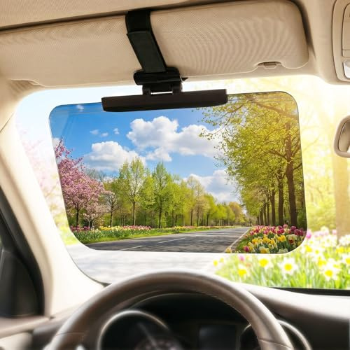 Sonnenblende Verlängerung Auto - Anti-Glare 346mm Extra Breit Faltbare Polarisierte Visier Erweiterung mit Verstärkung des Rückenriemens, Blend & UV Strahlenschutz für Fahrer oder Beifahrer, Schwarz