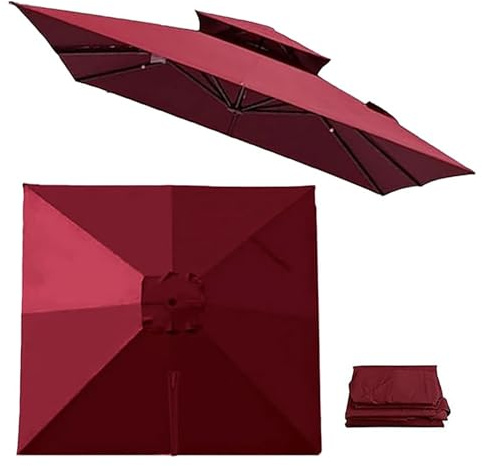 UWOBTN Toldo de Repuesto para Sombrilla Patio 8 Varillas, 2.5x2.5/3.0x3.0/4.0x3.0m Rectangular/Cuadrado Cubierta Tela Paraguas Exterior Recambio para Jardín, Terraza, Playa, Mesa