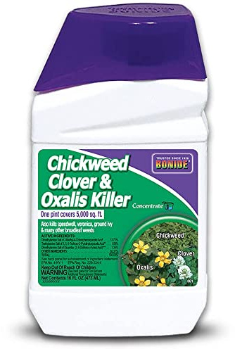 Bonide Chickweed, Clover and Oxalis Killer, 16 oz Concentrate, Controls Weeds and Roots without Harming Lawn