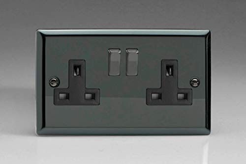 Varilight XI5DB 13A Switched Socket 2 Gang Black Iridium Black,91x150x31mm