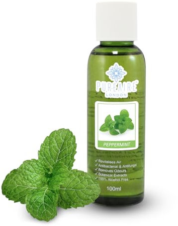 PureAire Essential Oil Blend Peppermint Mint 100ml Essential Oils for Diffusers for Home Aroma Essence for Diffusers Air Purifiers Aromatherapy Relaxation Botanical Extracts Water Soluble Fragrance