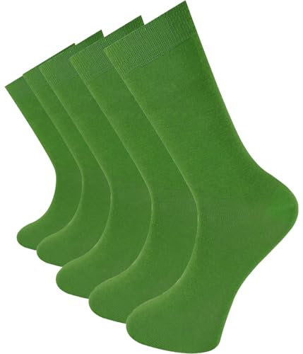 Mysocks para hombres y mujeres Paquete de 5 pares de calcetines de color liso peinados de algodón verde