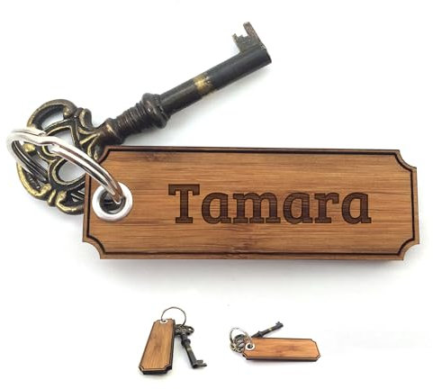 Mr. & Mrs. Panda Schlüsselanhänger Tamara - Geschenk, Gravur, Geschenke, Schlüsselanhänger aus Holz, Holzschlüsselanhänger, Glücksbringer,