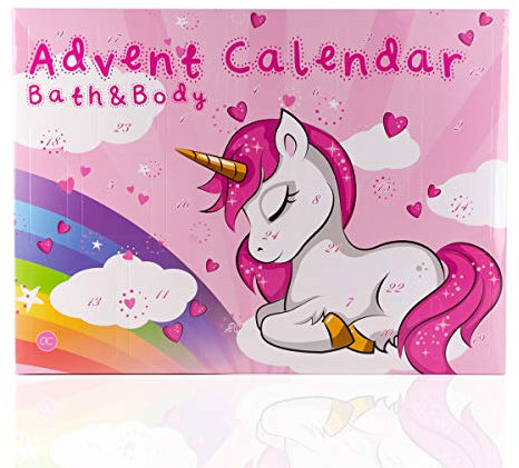 Accentra Beauty-Adventskalender Unicorn für Frauen, Mädchen, Pferde- & Einhorn-Fans, 24 Kosmetik Adventskalender Kleinigkeiten für Körperpflege, Nagelpflege, Badespaß uvm