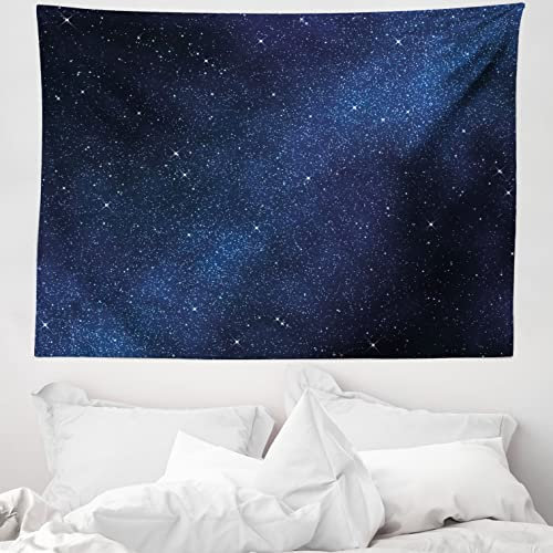 ABAKUHAUS Nacht Wandteppich, Raum und Sterne aus Weiches Mikrofaser Stoff Waschbar ohne Verblassen Digitaldruck, 150 x 110 cm, Dunkelblau Weiß
